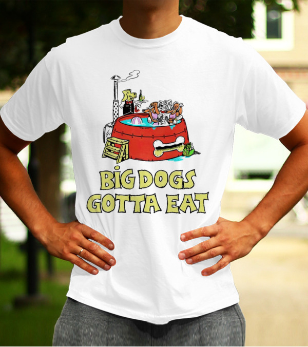 Big Dogs Gotta Eat Pool Party Fun In Dog Bone Hot Tub T-Shirt