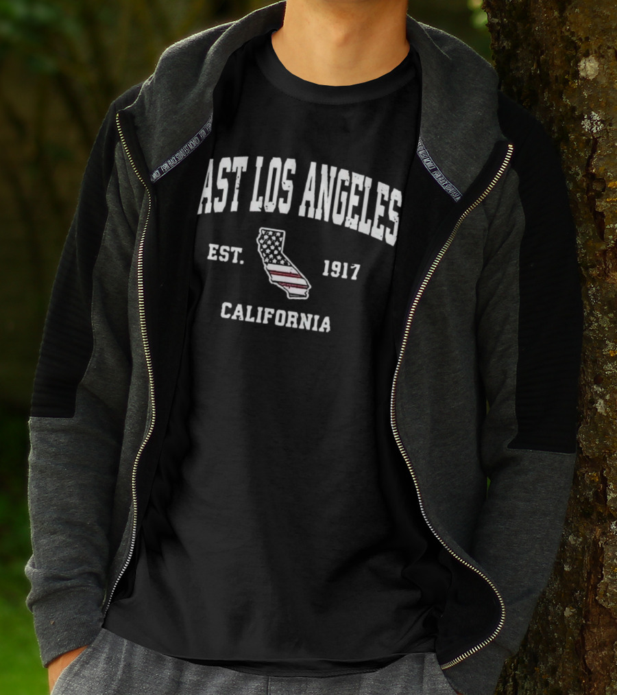 East Los Angeles California Est 1917 United States Flag Map T-Shirt