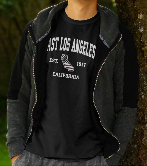 East Los Angeles California Est 1917 United States Flag Map T-Shirt