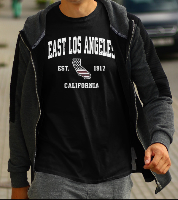 East Los Angeles California Est 1917 United States Flag Map T-Shirt