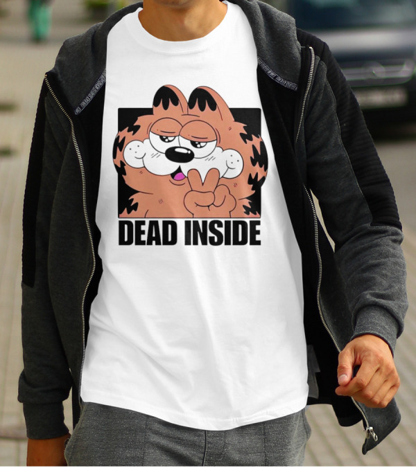 Garfield Dead Inside Peace Sign Iconic Meme T-Shirt