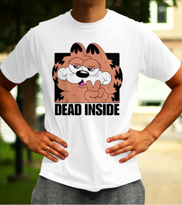 Garfield Dead Inside Peace Sign Iconic Meme T-Shirt