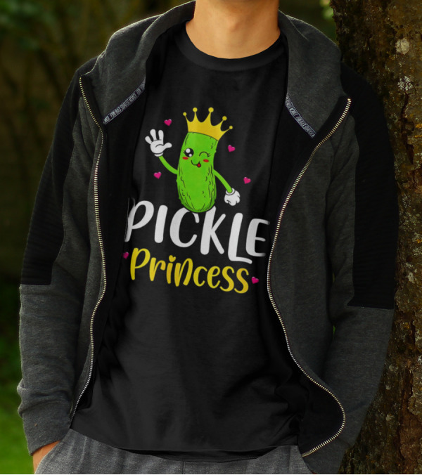 Pickle Princess Cute Crowned Character With Hearts T-Shirt