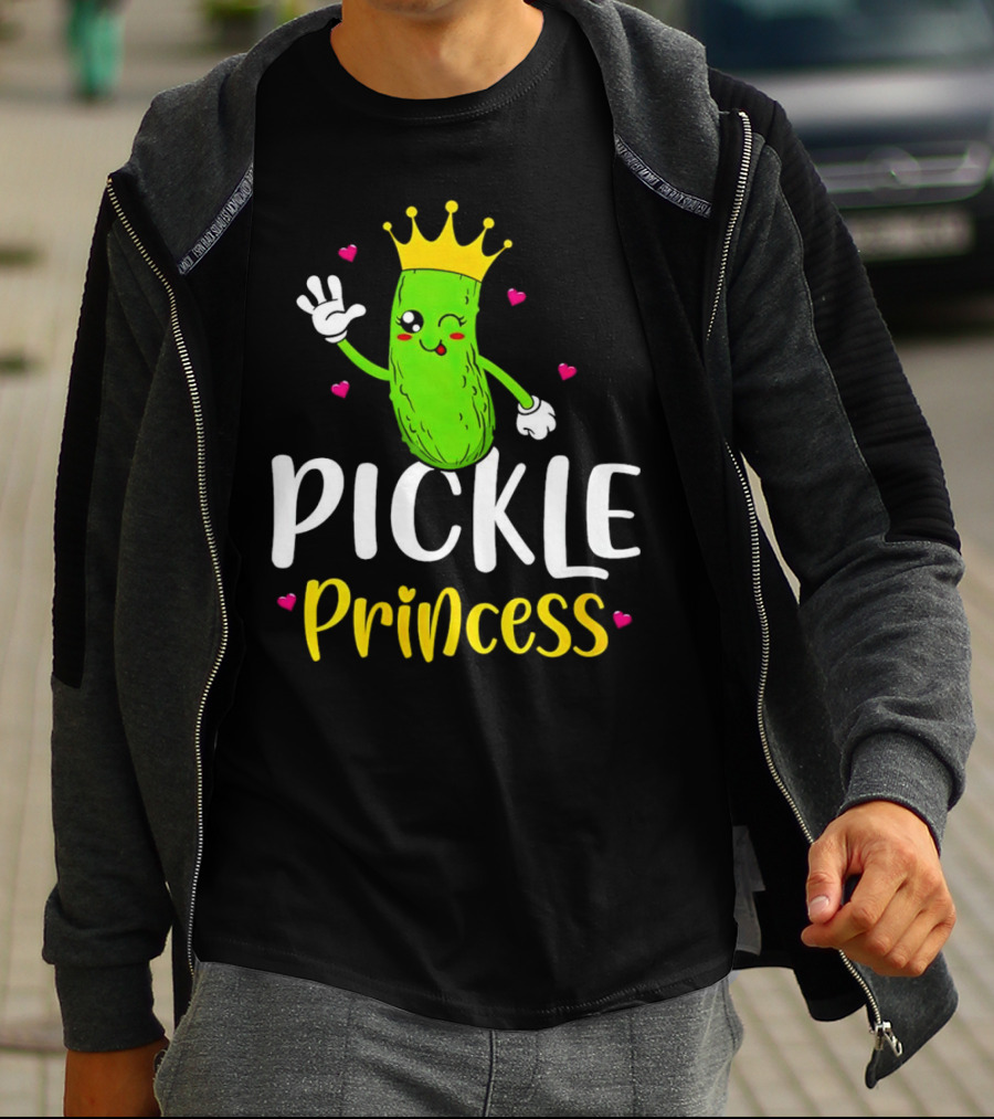 Pickle Princess Cute Crowned Character With Hearts T-Shirt