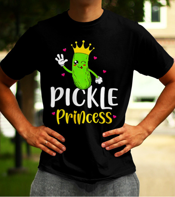 Pickle Princess Cute Crowned Character With Hearts T-Shirt