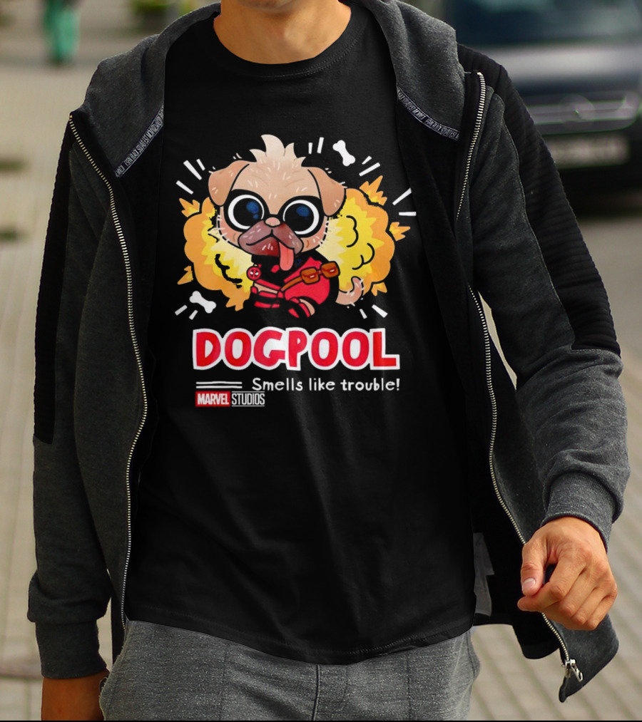 Deadpool Marvel Studios Dogpool Smells Like Trouble T-Shirt