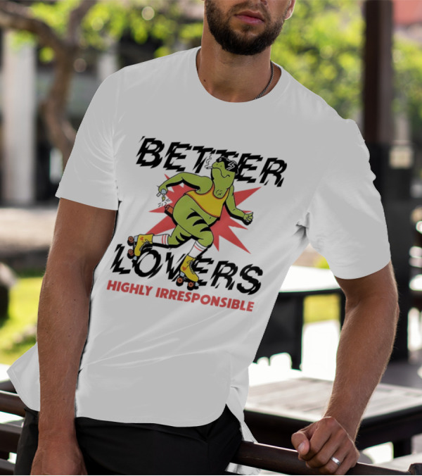 Better Lovers Highly Irresponsible Roller Skating Dinosaur On Yellow Wheels T-Shirt