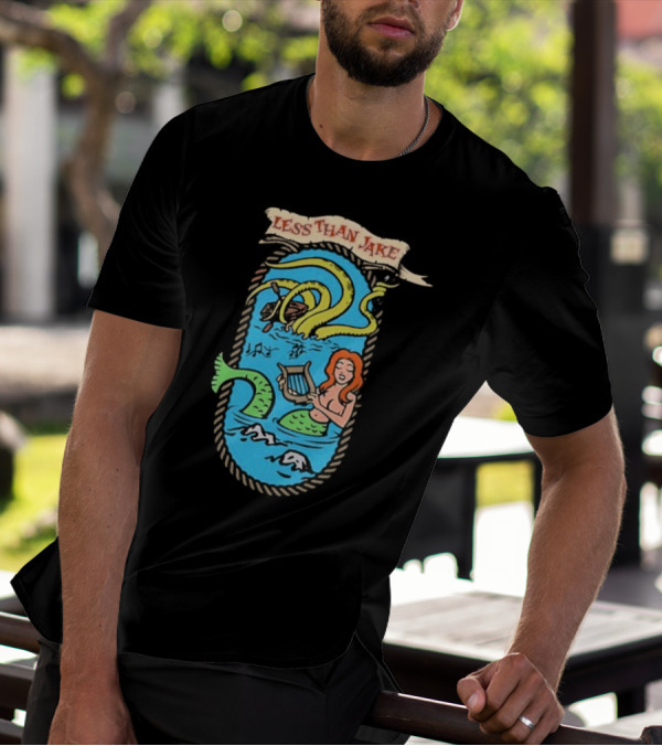 Less Than Jake Mermaid And Sea Monster Playing Music T-Shirt
