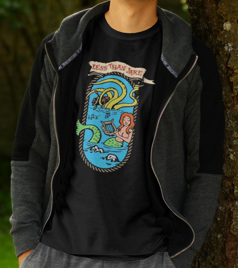 Less Than Jake Mermaid And Sea Monster Playing Music T-Shirt