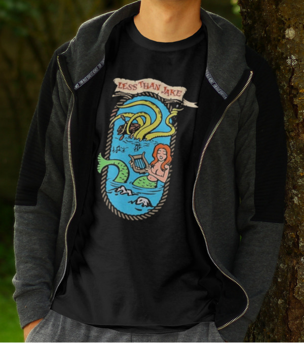 Less Than Jake Mermaid And Sea Monster Playing Music T-Shirt