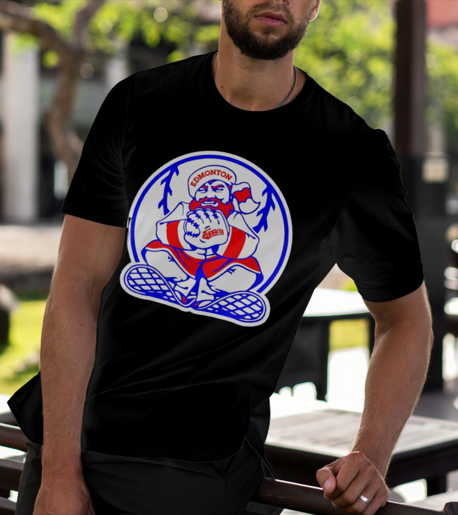 Edmonton Trappers Santa Logo Baseball Winter T-Shirt
