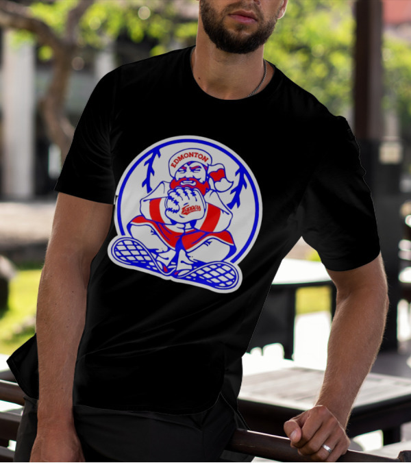 Edmonton Trappers Santa Logo Baseball Winter T-Shirt