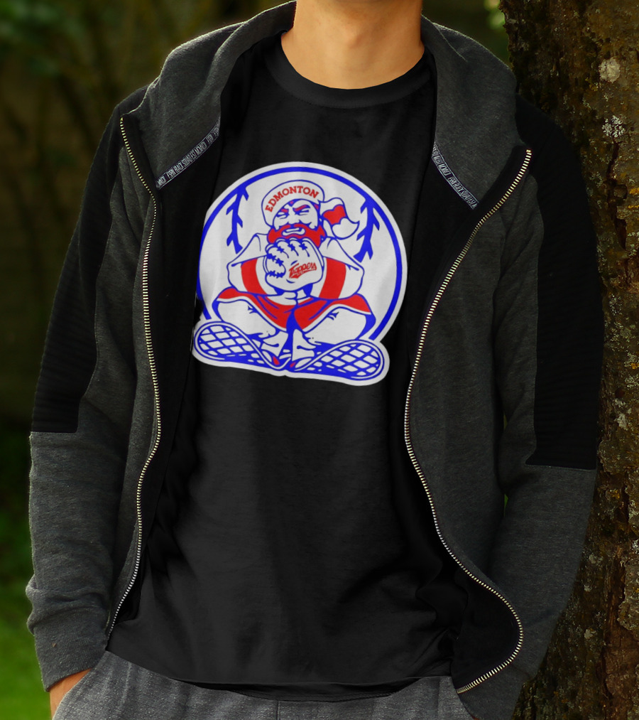 Edmonton Trappers Santa Logo Baseball Winter T-Shirt
