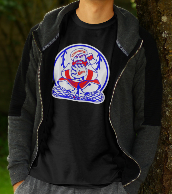Edmonton Trappers Santa Logo Baseball Winter T-Shirt