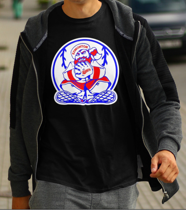 Edmonton Trappers Santa Logo Baseball Winter T-Shirt