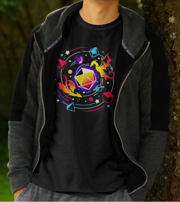 Dragon Dice Solar System Fantasy Colors T-Shirt