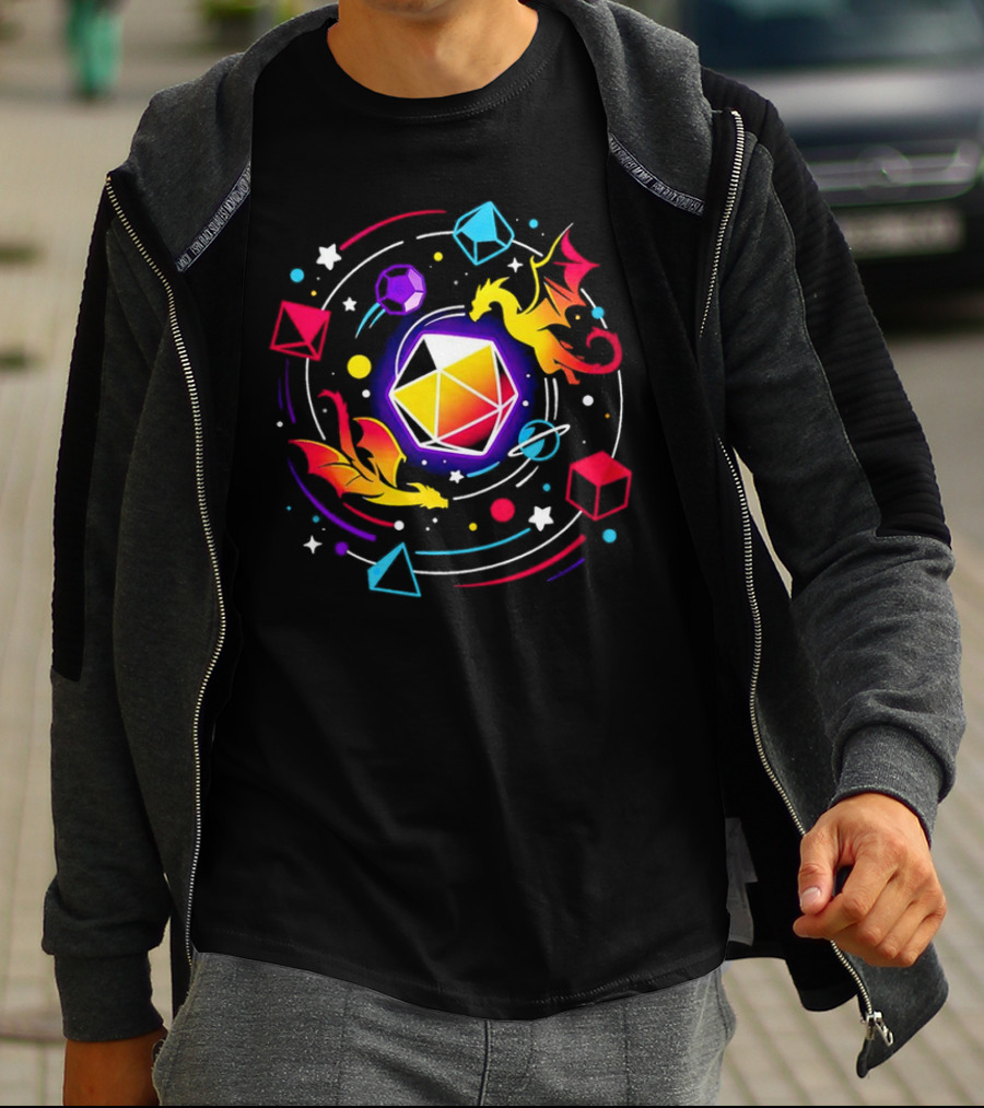 Dragon Dice Solar System Fantasy Colors T-Shirt