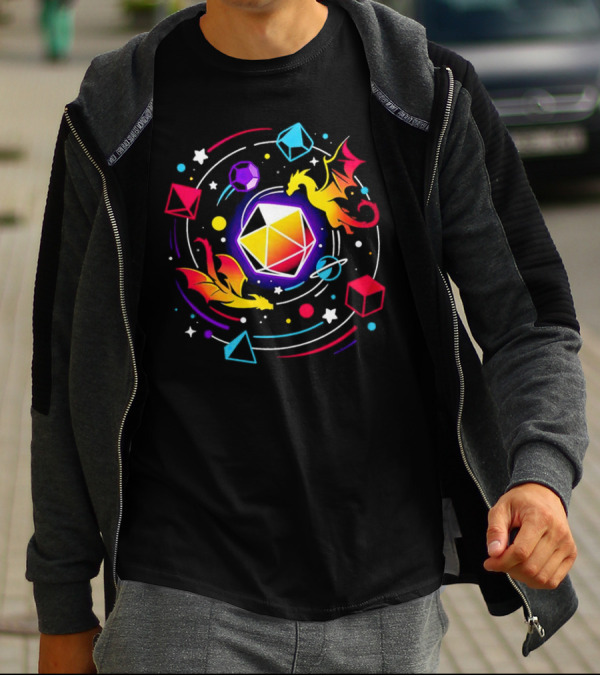 Dragon Dice Solar System Fantasy Colors T-Shirt
