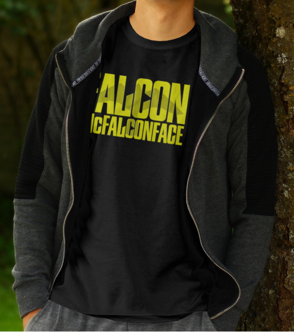 Falcon McFalconface Bold Yellow Text With Falcon T-Shirt