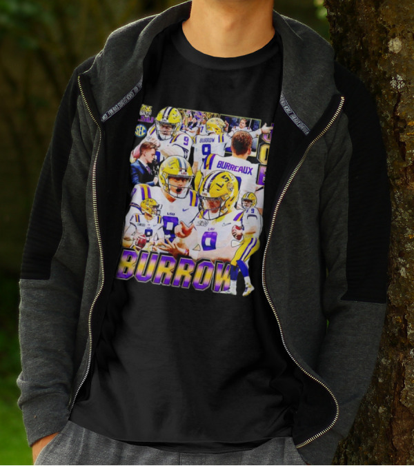 LSU Tigers Joe Burrow 9 SEC Football Burreaux Quarterback T-Shirt