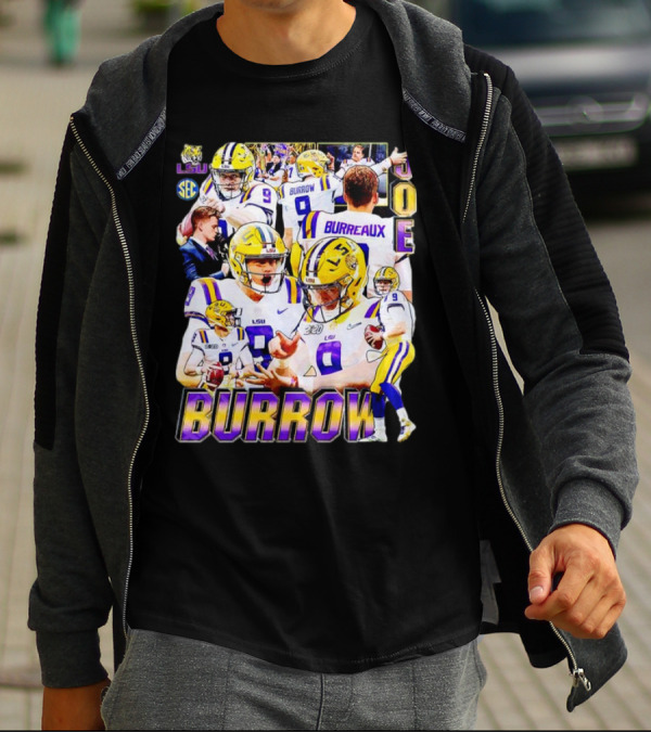 LSU Tigers Joe Burrow 9 SEC Football Burreaux Quarterback T-Shirt