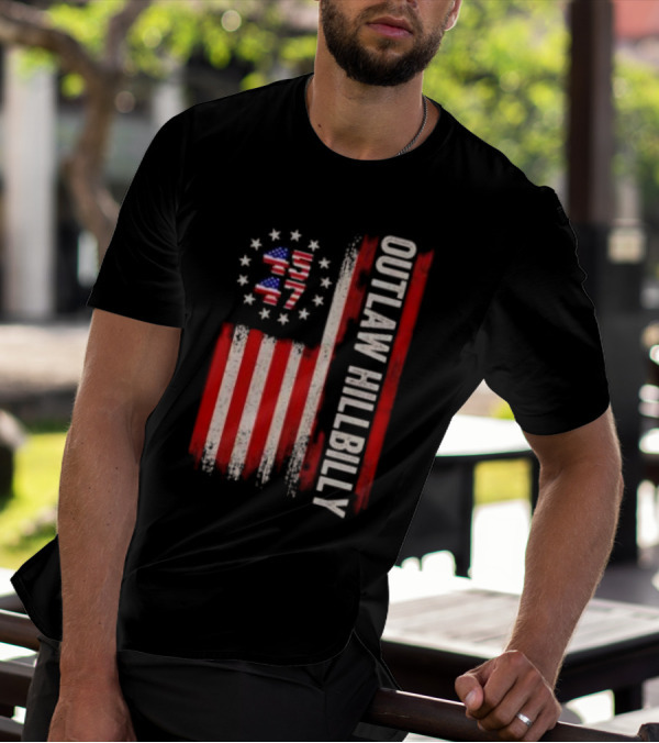 Outlaw Hillbilly American Flag 1776 Stars Stripes T-Shirt