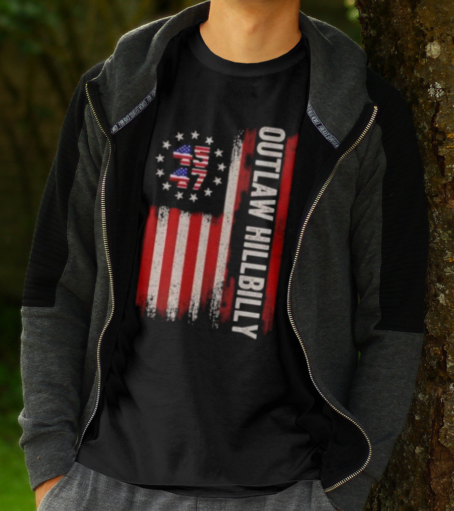 Outlaw Hillbilly American Flag 1776 Stars Stripes T-Shirt