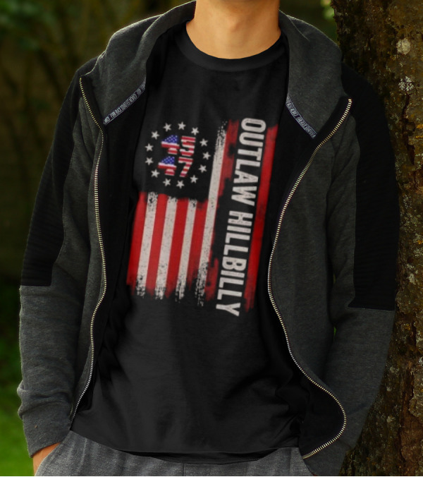 Outlaw Hillbilly American Flag 1776 Stars Stripes T-Shirt