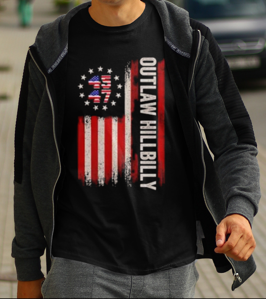 Outlaw Hillbilly American Flag 1776 Stars Stripes T-Shirt