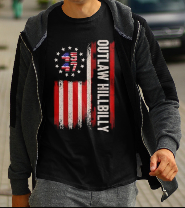 Outlaw Hillbilly American Flag 1776 Stars Stripes T-Shirt