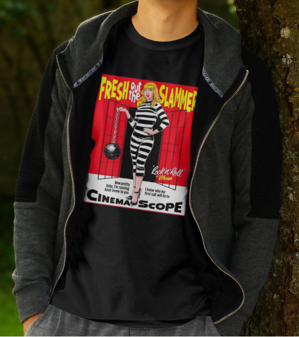 Fresh Out The Slammer Rock 'n' Roll CinemaScope Now Pretty Baby I'm Running Back Home To You T-Shirt