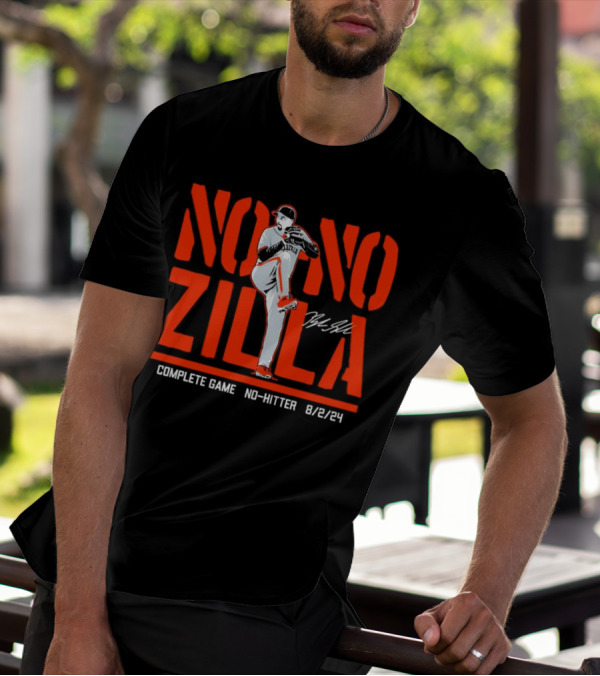 Blake Snell No No Zilla Complete Game No-Hitter 8/2/24 Signature T-Shirt