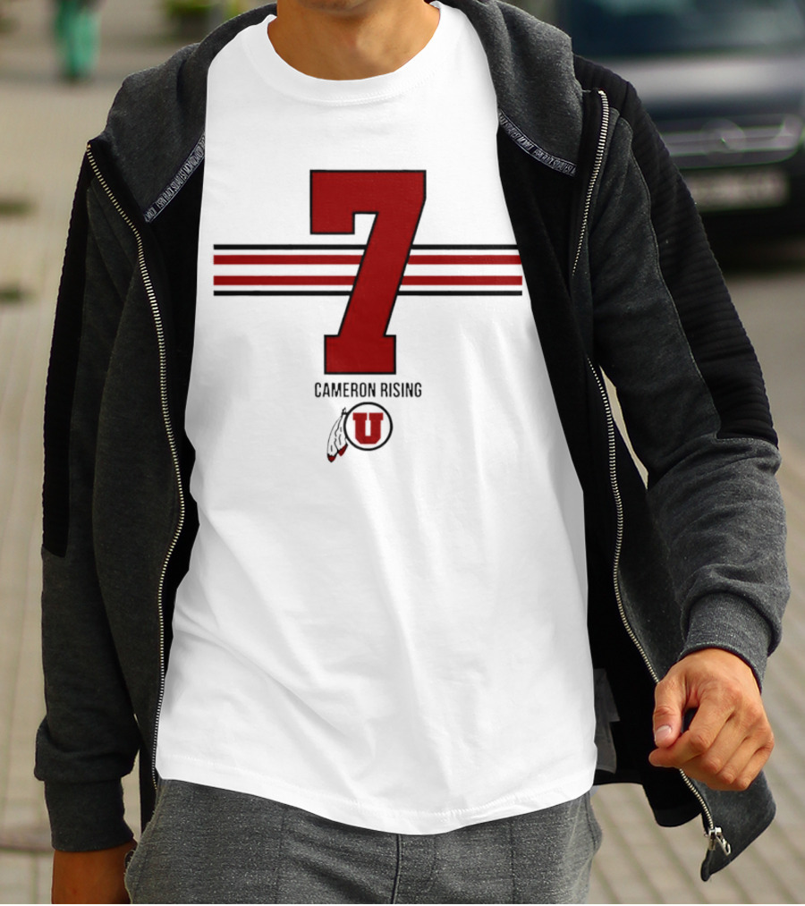 Cameron Rising Utah Utes Number 7 Stripe T-Shirt