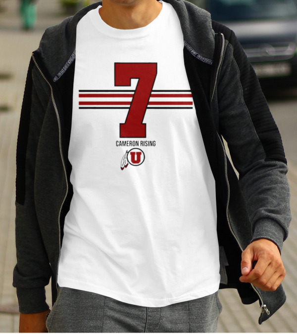 Cameron Rising Utah Utes Number 7 Stripe T-Shirt