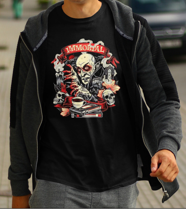 Count Orlok Nosferatu Immortal Vampire With Skulls And Coffin Mug T-Shirt