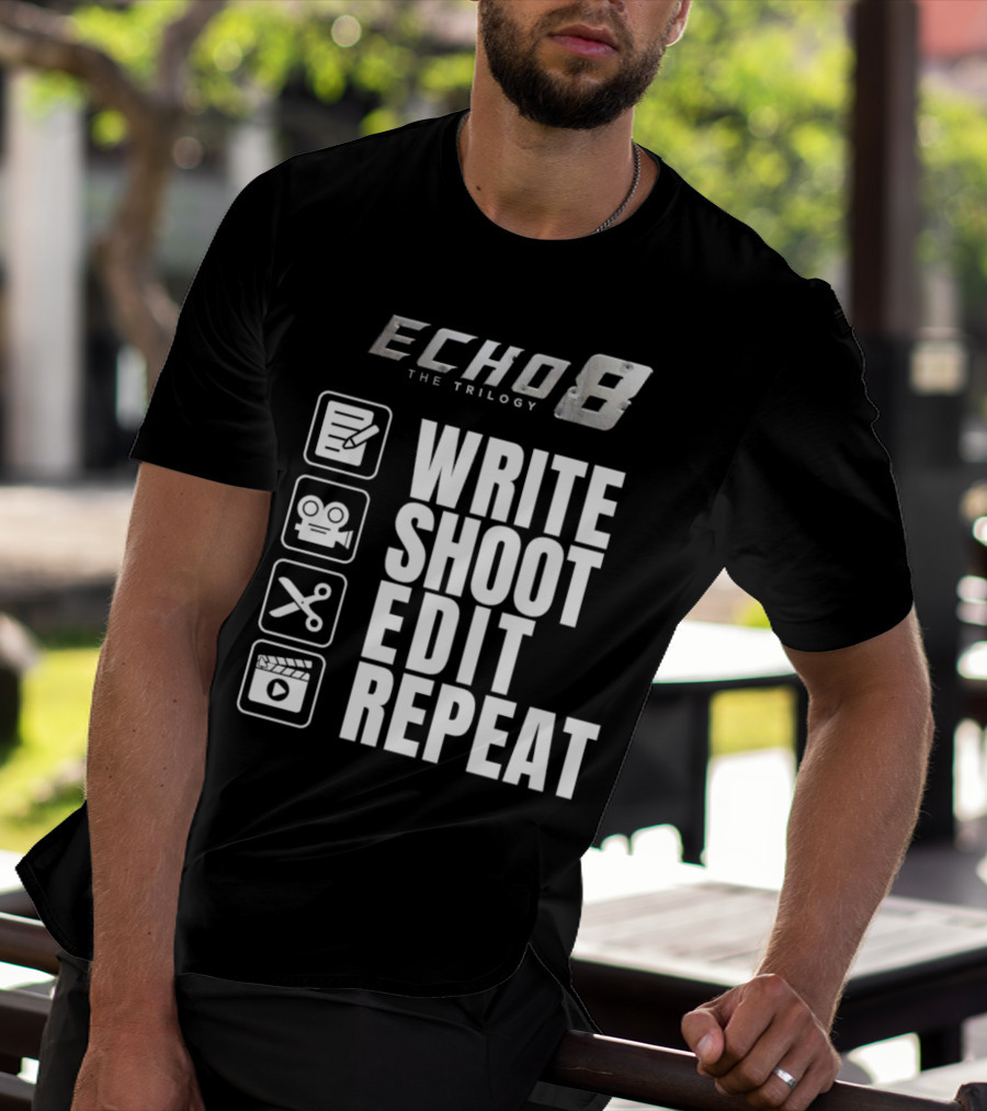 Echo 8 The Trilogy Write Shoot Edit Repeat Icons T-Shirt