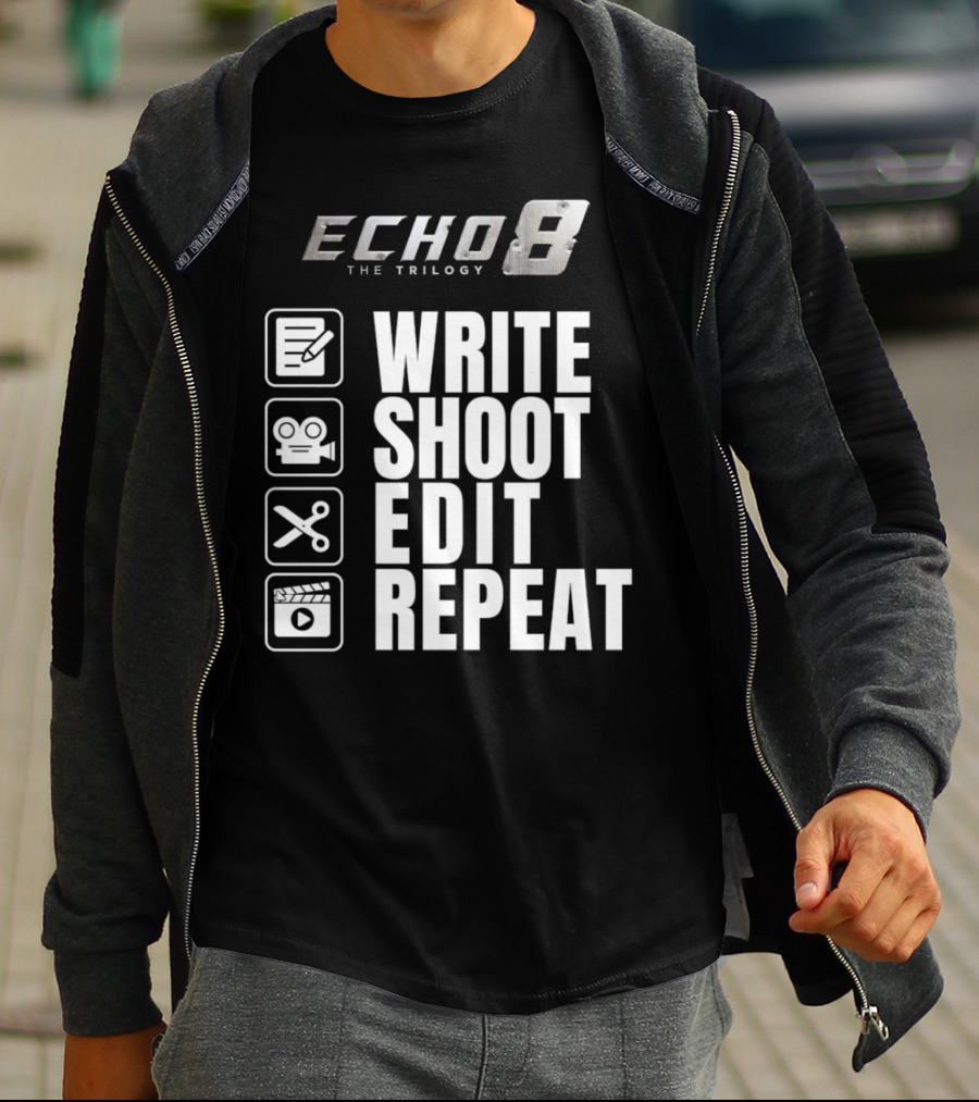 Echo 8 The Trilogy Write Shoot Edit Repeat Icons T-Shirt