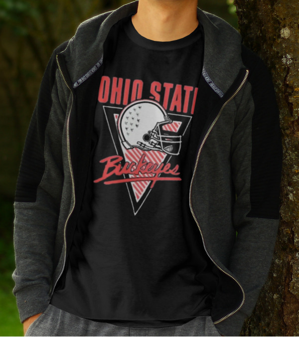Ohio State Buckeyes Helmet Retro Triangular Emblem T-Shirt