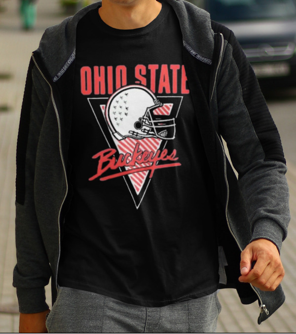 Ohio State Buckeyes Helmet Retro Triangular Emblem T-Shirt