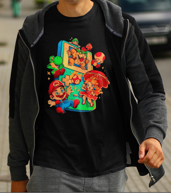Super Mario Plumber Adventure Characters Game Icons T-Shirt