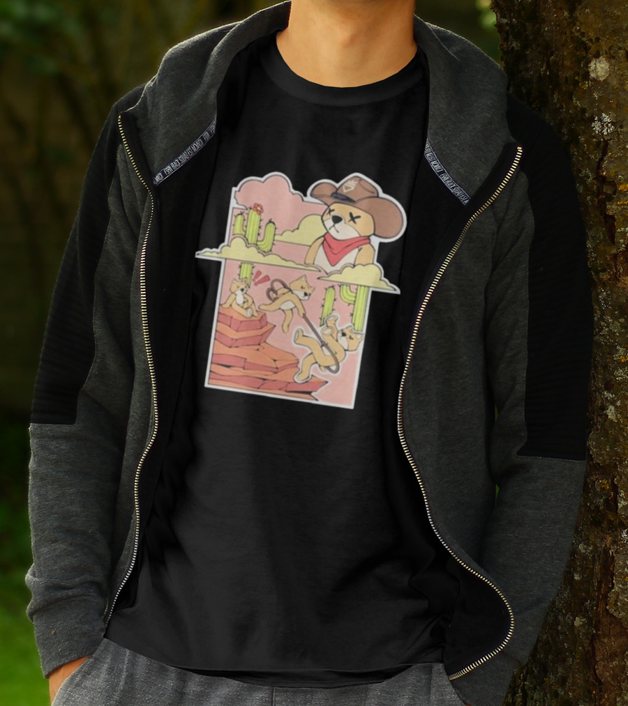 Rich And Lonely Outlaw Richie Cowboy Bear Adventure Cactus Desert T-Shirt