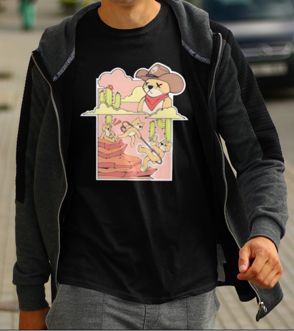 Rich And Lonely Outlaw Richie Cowboy Bear Adventure Cactus Desert T-Shirt