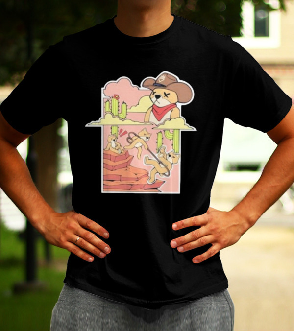 Rich And Lonely Outlaw Richie Cowboy Bear Adventure Cactus Desert T-Shirt