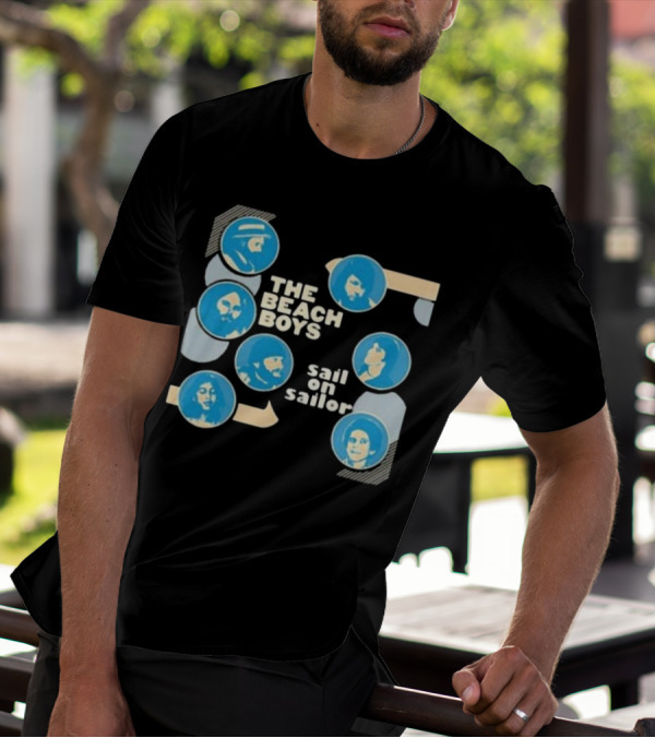 The Beach Boys Sail On Sailor Retro Blue Circles T-Shirt