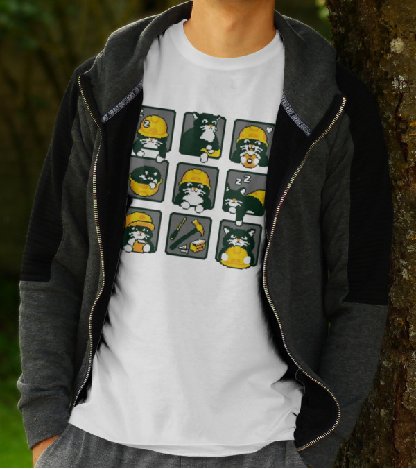 Cats In Construction Jobs Pixel Art Game T-Shirt