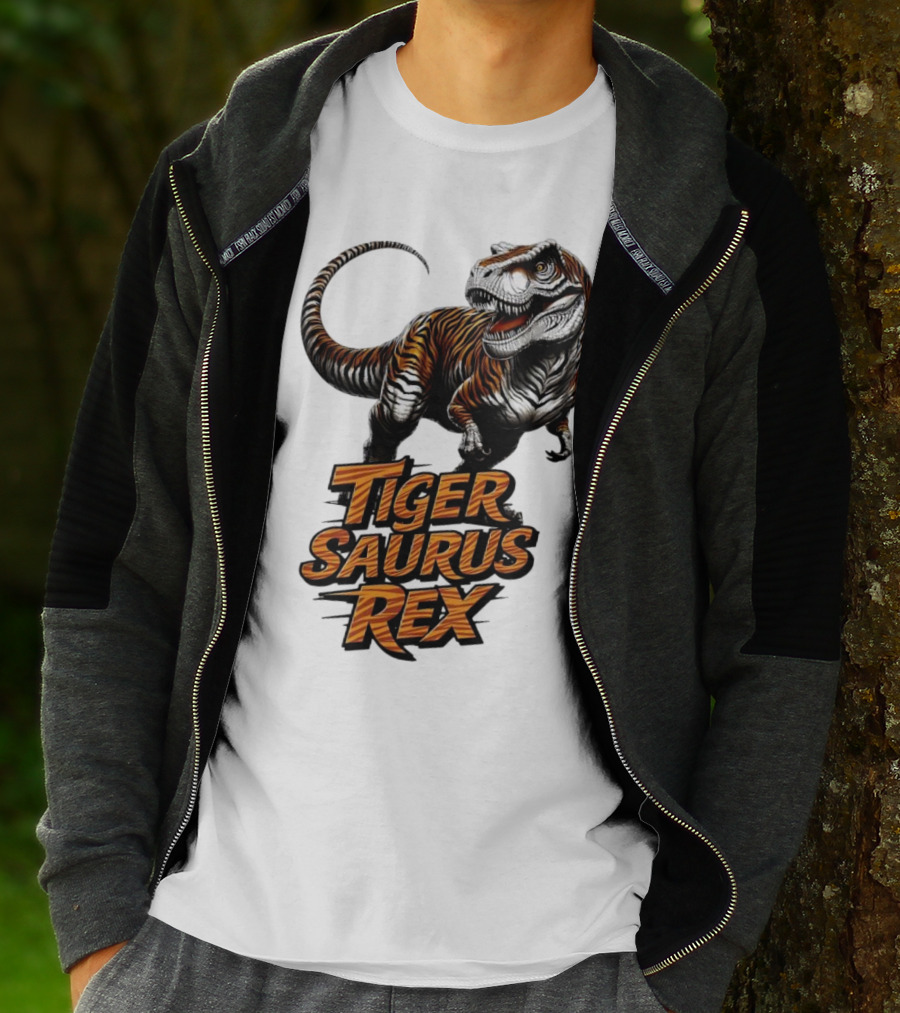 Fierce Tiger Saurus Rex Dinosaur Tiger Saurus Rex T-Shirt