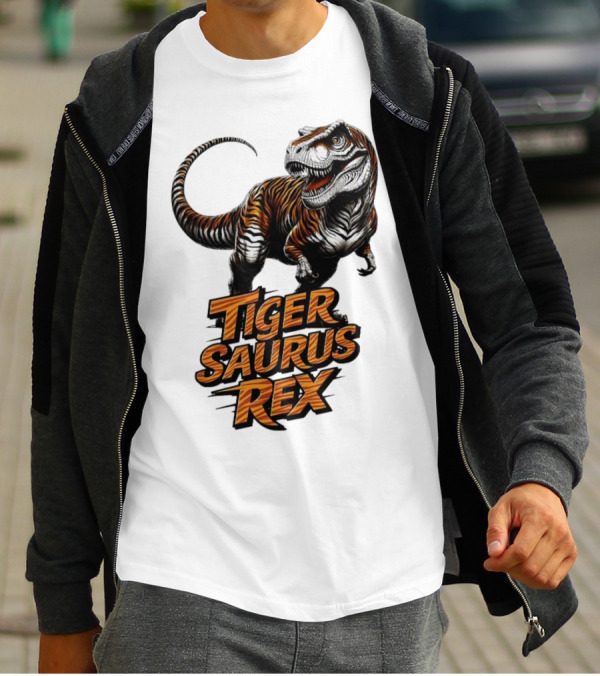 Fierce Tiger Saurus Rex Dinosaur Tiger Saurus Rex T-Shirt
