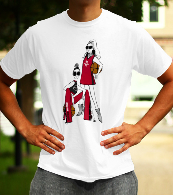 Houston Rockets G-III 4Her Basketball Girls Fitted Red Fashion Style With Basketballs T-Shirt