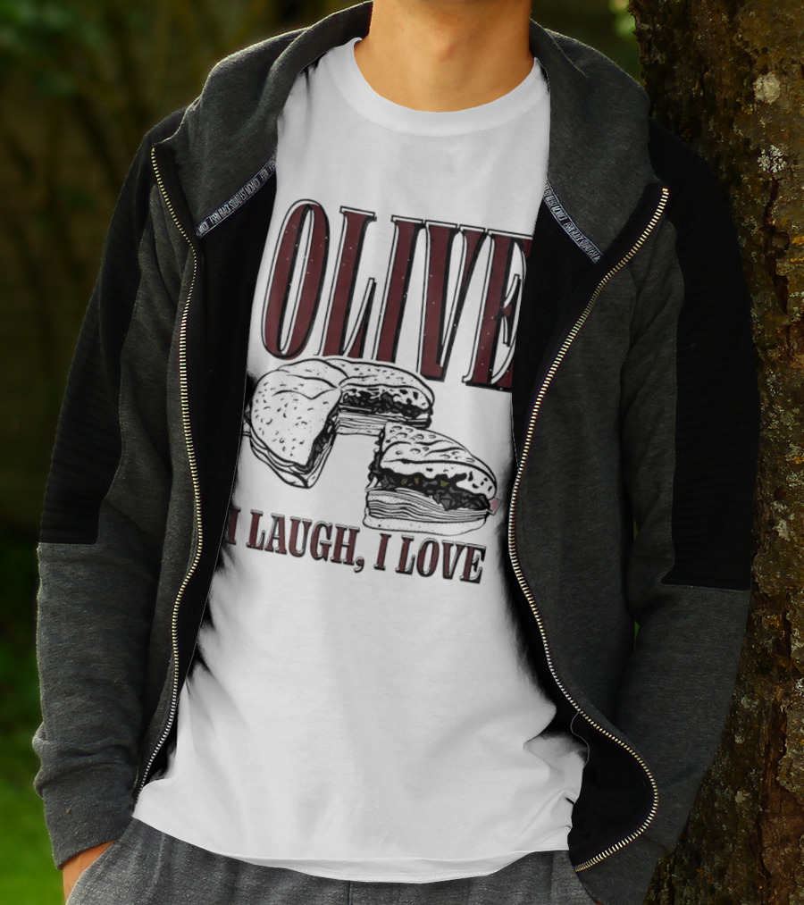 OLIVE I Laugh I Love Black Burger Joke T-Shirt