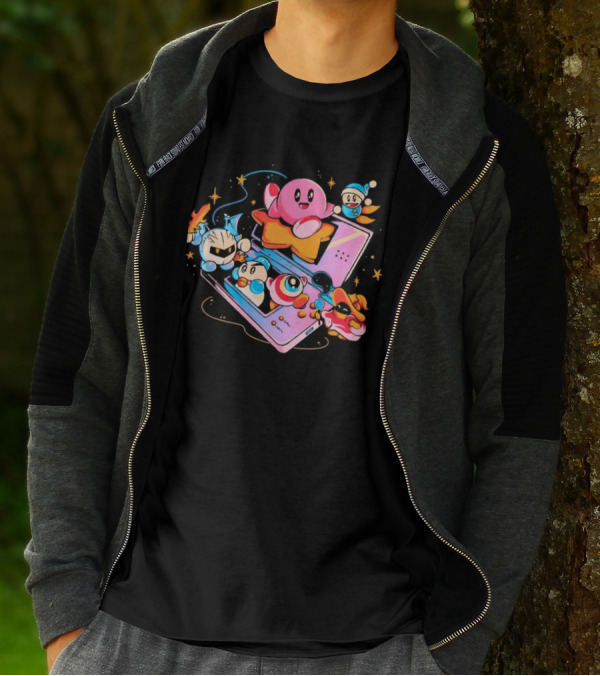 Kirby And Friends Adventure On Pink Portable Game Console T-Shirt
